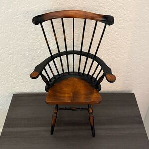 Wood Doll Arm Chair Windsor Spindle Style Black & Brown